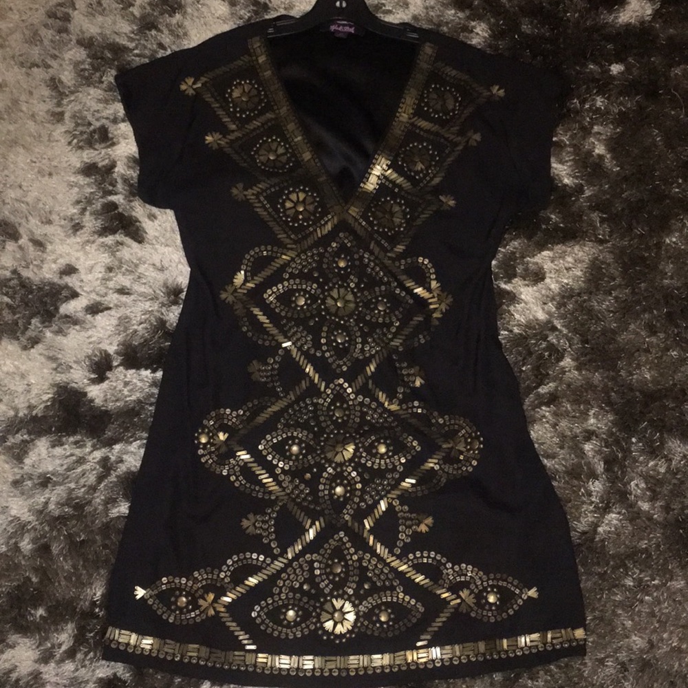 Hale Bob Embellished Silk Dress